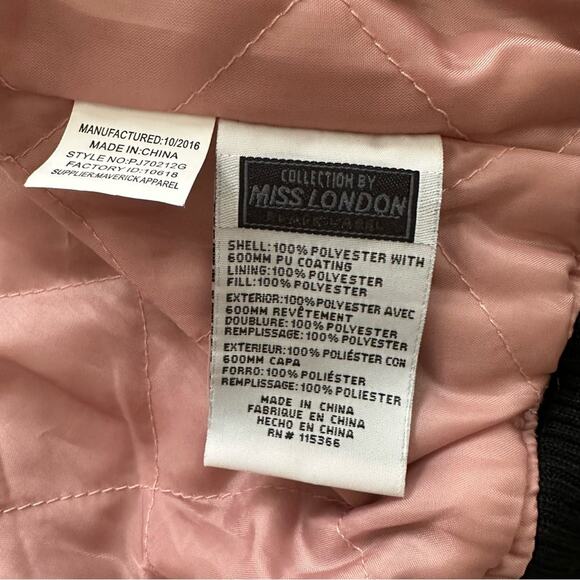 Miss London Jacket Coat Pink Olive Black Quilted Camouflage Bomber Coat Large - Picture 10 of 13